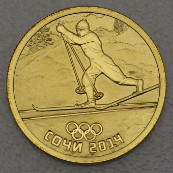Goldmünze 50 Rubel "Langlauf" 2014 Olympia Sotchi (Russland)
