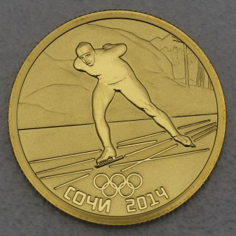 Goldmünze 50 Rubel "Schlittschuhlaufen" 2014 Olympia Sotchi (Russland)