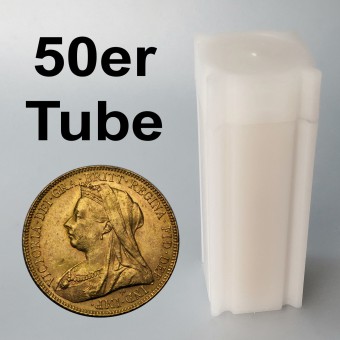 Goldmünze 50x "1 Sovereign Victoria-Schleier" Tube 