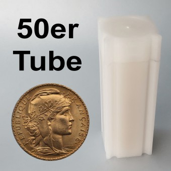 Goldmünze 50x "20 Francs Marianne" in Tube 