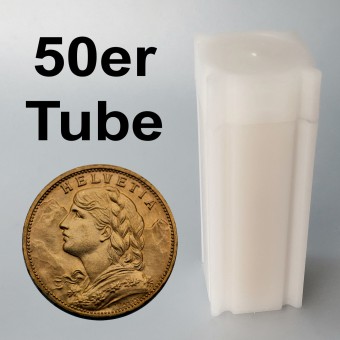 Goldmünze 50x "20 SFR Vreneli" Tube 