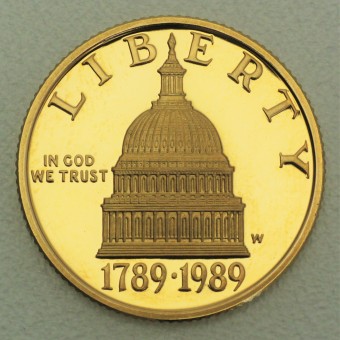 Goldmünze "5 Dollar 1989-200 Jahre Kongress USA" 