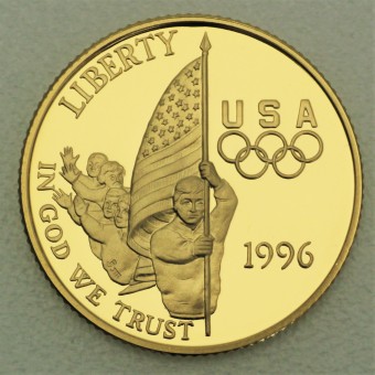 Goldmünze "5 Dollar 1996-Olympia Fahnenträger" 