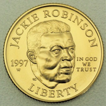 Goldmünze "5 Dollars 1997-Jackie Robinson" USA 