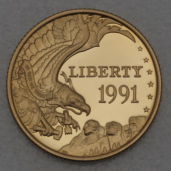 Goldmünze 5 Dollars "Mount Rushmore" 1991 (USA)