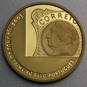 Goldmünze 5 Euro "150 Jahre Briefmarken" 2003 (Portugal)