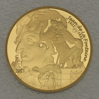 Goldmünze "5 Euro - La Fontaine 2021" (Frankr.) Polierte Platte