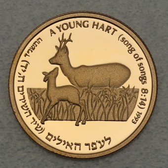 Goldmünze "5 New Sheqalim 1993 - Rehbock" (Israel) Serie: Wildlife
