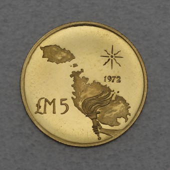Goldmünze "5 Pounds - 1972" (Malta) 