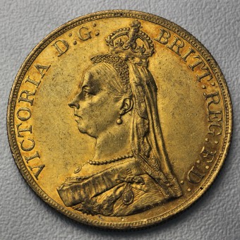 Goldmünze "5 Sovereign/Victoria m. Krone" (UK) 