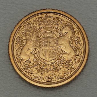 Goldmünze "Memorial Sovereign" 2022 Gold Quarter Sovereign Charles III. (Großbritannien)