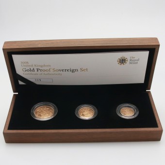 Goldmünzen "Gold Proof Sovereign" 2008 Set – 3-teilig (Großbritannien)
