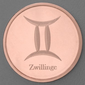 Kupfermedaille "Sternzeichen Zwillinge" Gravurmedaille