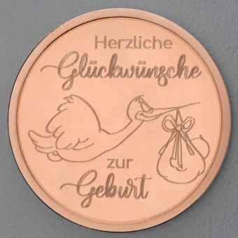 Kupfermedaille "Zur Geburt" Gravurmedaille