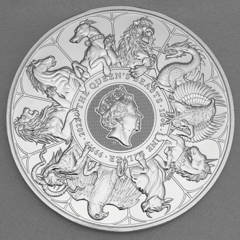 2022 エリザベス女王 Queen's Beasts 10oz コンプリート 2022 10 oz British Silver Queen's Beast Completer - Hero Bullion