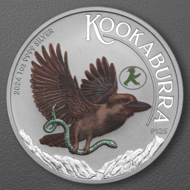Silbermünze 1oz Kookaburra 2024 (koloriert) World Money Fair Coin