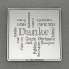 Silberbarren 1oz "Danke - Word-Cloud" Gravurbarren quadratisch