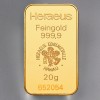 Goldbarren 20g HERAEUS, geprägt 