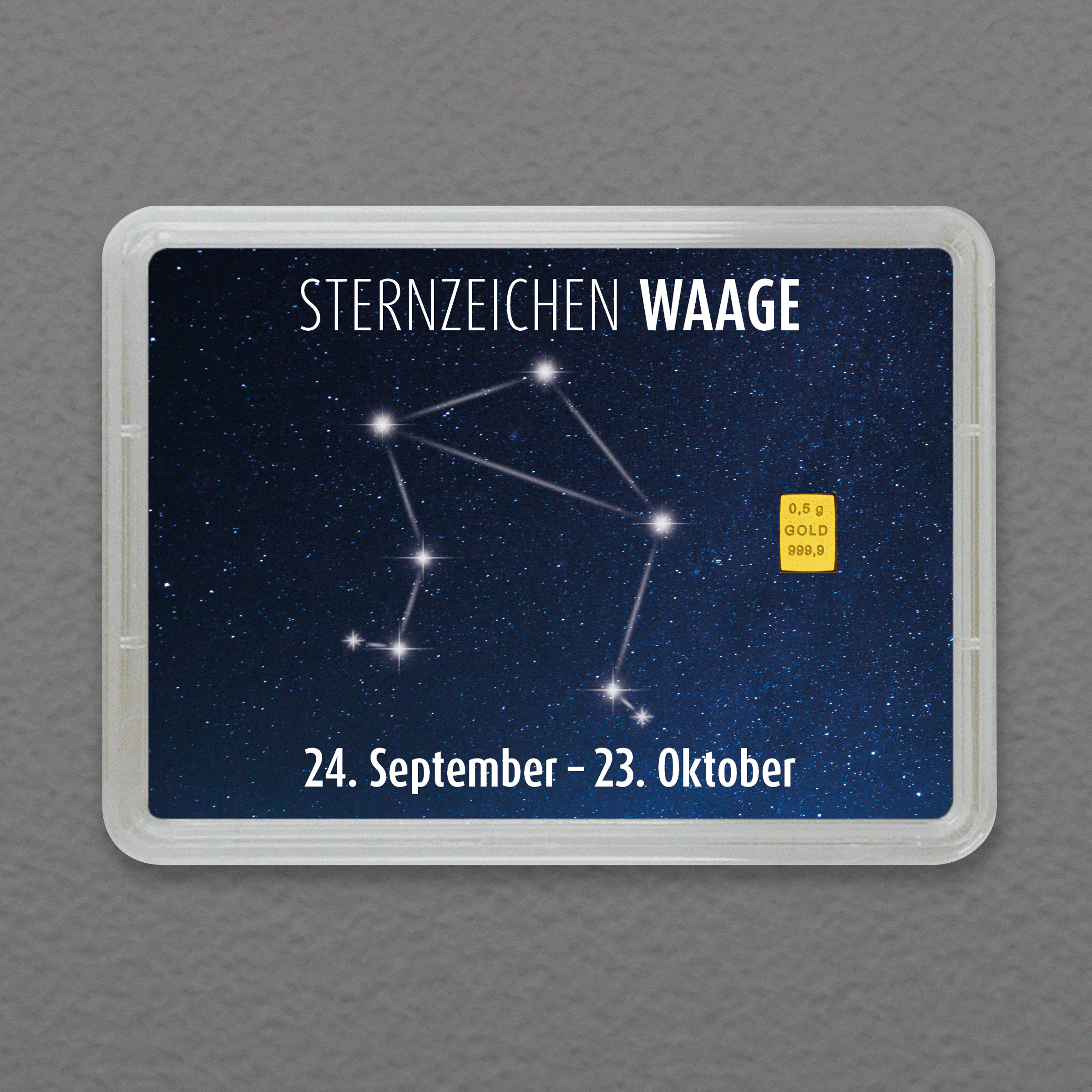Goldbarren 0,5g "Sternzeichen: Waage" (Flip) 