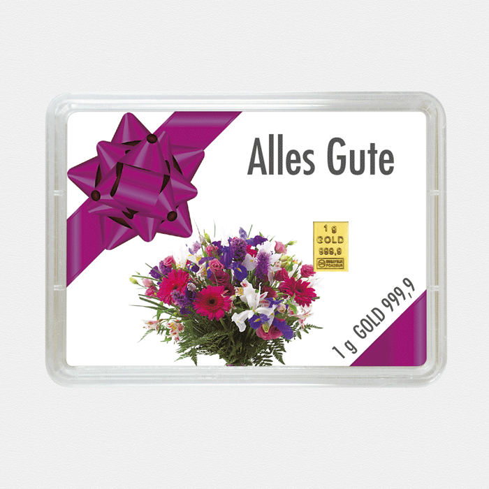 Goldbarren 1g "Alles Gute/Blumenstrauß" (Flip) 