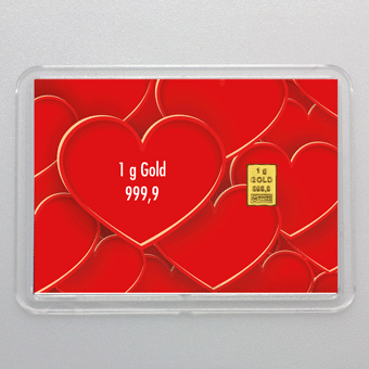 Geschenkkarte # 15 Silberbarren Valcambi Motiv : Liebe 