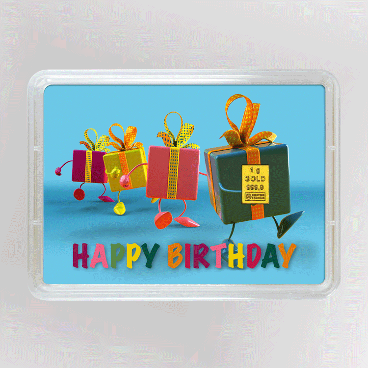 Goldbarren 1g "Geschenke/Happy Birthday" (Flip) 