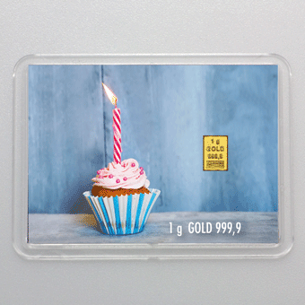 Goldbarren 1g "Muffin/Happy Birthday" (Flip) 