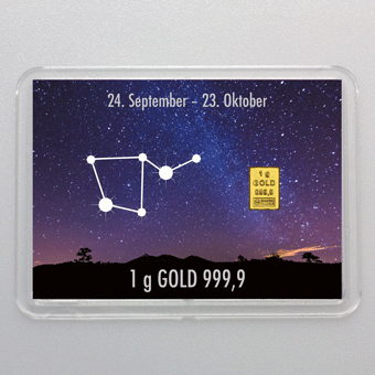 Goldbarren 1g "Sternzeichen Waage" (Flip) 