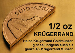 Halbierte Krügerrand Goldmünze