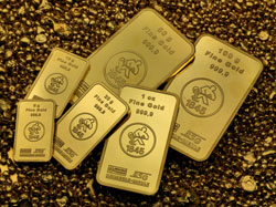 verschiedene Goldbarren von 1-100g