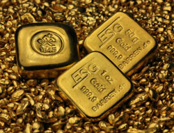 gegossene Goldbarren
