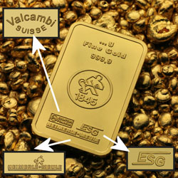 Goldbarren mit Aufschlüsselung der Hersteller