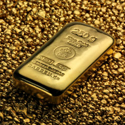 Gussbarren aus Gold mit 250g