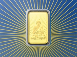 Der Goldbarren Buddha von PAMP 5 g mit einem Feingoldgehalt von 999,9